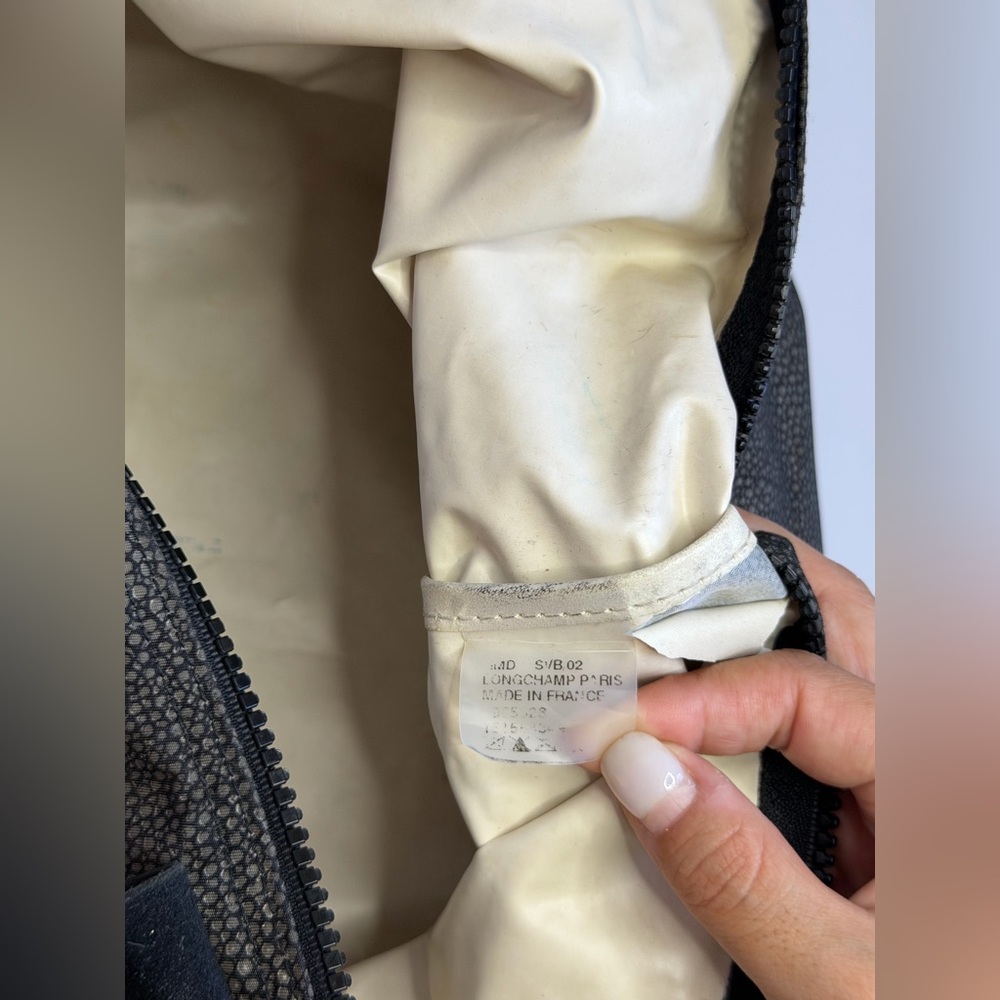 Longchamp Le Pliage Bag w Stingray Pattern Gray Nylon and Patent Leather Trim - Picture 14 of 14